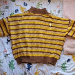 Mushroom Multicolor Striped Turtleneck  Sweater Size L US 8/10 EU 40/42